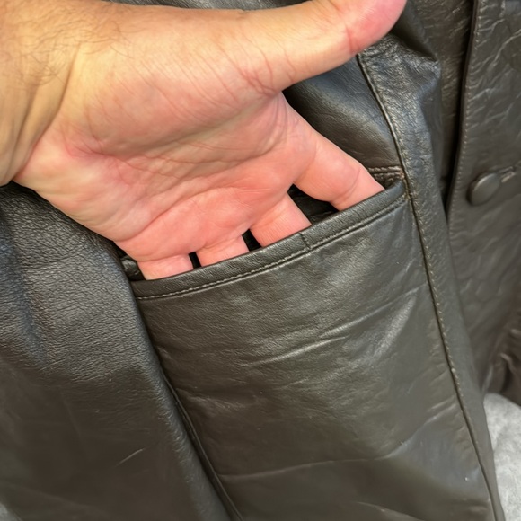 Rare vintage 70s calf leather 3 button down jacket large - Picture 4 of 11